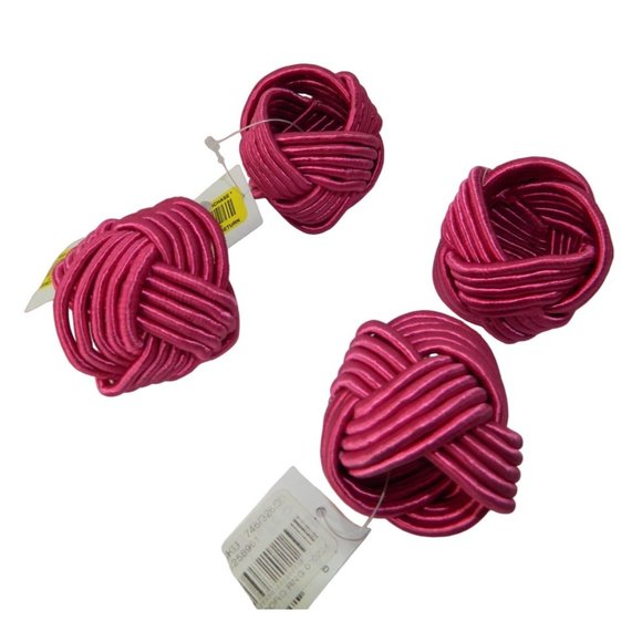 Retro Vintage Pink Napkin Rings Knot Thread Design 70's, 80's Fancy Dinner Decor - Picture 1 of 5